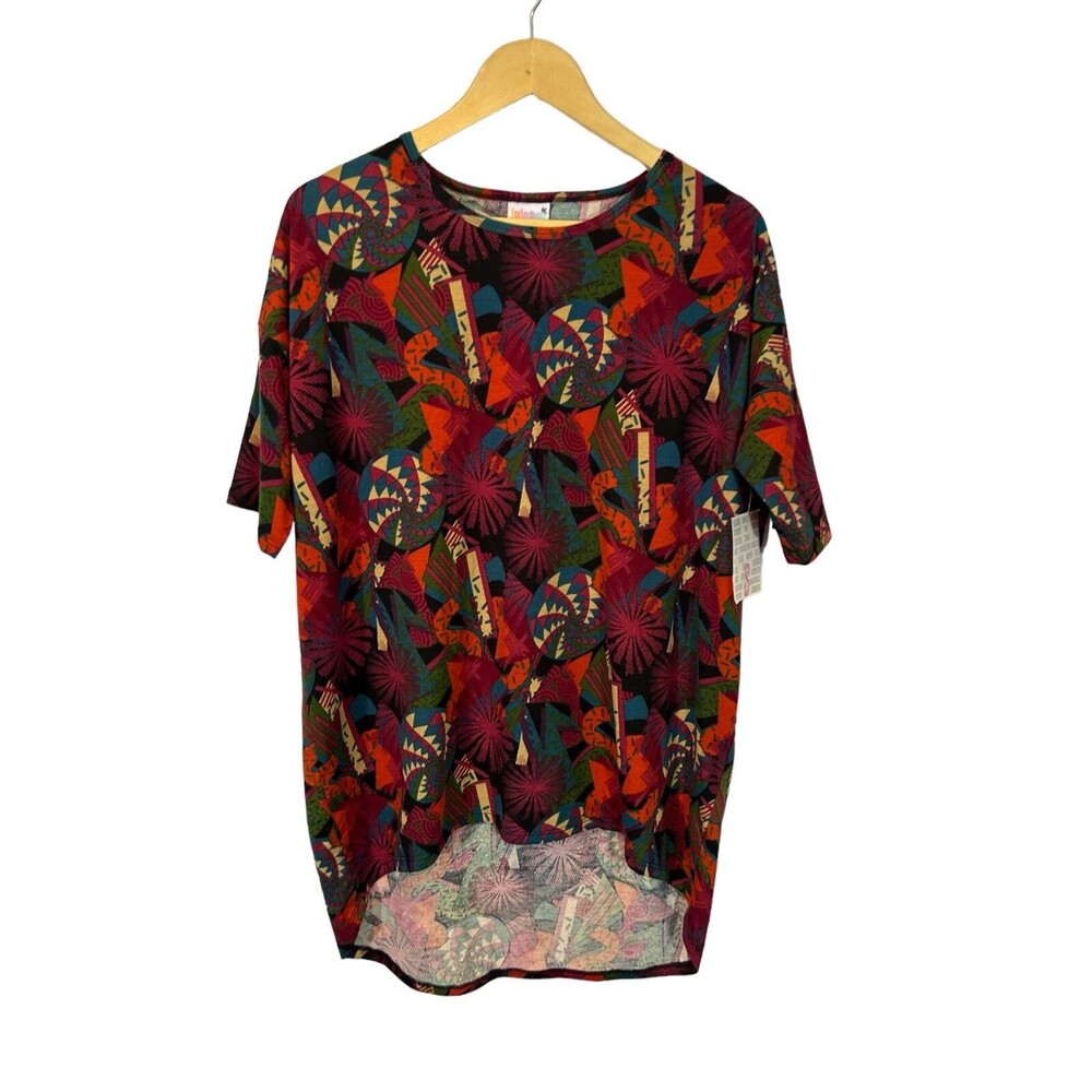 NEW LuLaRoe Irma Geometric Print Tunic Shirt Top SMALL Oversized  Reds